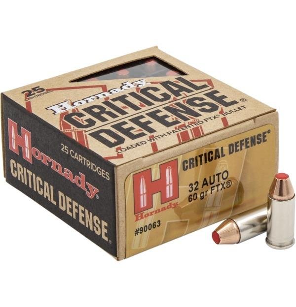 https3A2F2Fmedia.chattanoogashooting.com2Fimages2Fproduct2FHO900632FHO90063.jpg Hornady Critical Defense Handgun Ammunition .32 Auto 60gr FTX 1000 fps 25/ct