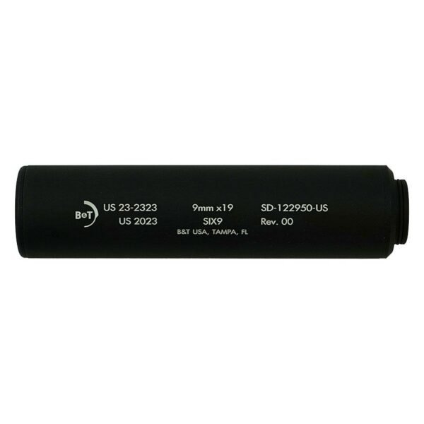 Experience Unmatched Silence with the B&T Six9 Wipe Suppressor B&T Six9 Wipe Suppressor ONLY 9mm Luger Black Firearm Sold Separately