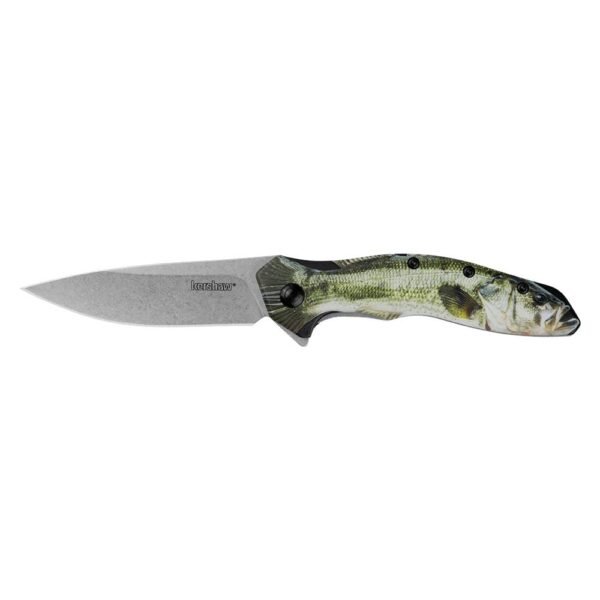 https3A2F2Fmedia.chattanoogashooting.com2Fimages2Fproduct2FKW1845BASS2FKW1845BASS-1.jpg Kershaw Shoreline Bass Folding Knife 3" Drop Point Blade Green Bass