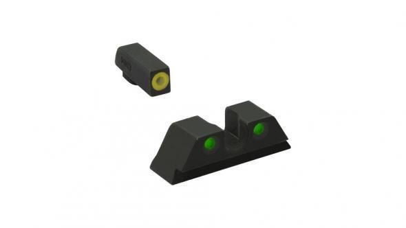 https3A2F2Fmedia.chattanoogashooting.com2Fimages2Fproduct2FMK4650031212Fyellowgreen_10.jpg Meprolight ML46500 Hyper-Bright Yellow Ring Front/Green Rear Sights for Taurus 3GC