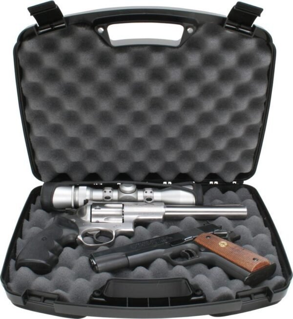 https3A2F2Fmedia.chattanoogashooting.com2Fimages2Fproduct2FMT809402FMT80940.jpg MTM Snap-Latch Two 2 Pistol Case for Up to 8" Barrel - Black