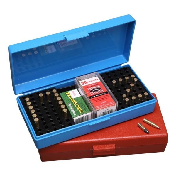 https3A2F2Fmedia.chattanoogashooting.com2Fimages2Fproduct2FMTSB2002FMTSB200_1.jpg MTM .17 /.22 Rimfire Ammo Box 100/tray Blue