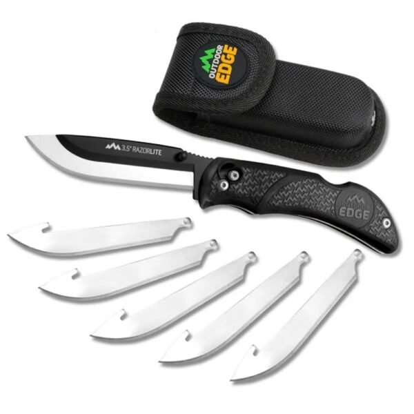 https3A2F2Fmedia.chattanoogashooting.com2Fimages2Fproduct2FOERL10C2FOERL10C-1.jpg Outdoor Edge RazorPro L Replaceable Blade Hunting Knife 3-1/2" Drop Point Blade Black