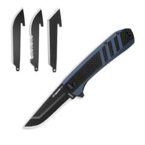 https3A2F2Fmedia.chattanoogashooting.com2Fimages2Fproduct2FOEVX430CC2FOEVX430CC-1.jpg Outdoor Edge Razor VX4 Replaceable Blade Folding Knife 3" Drop Point Blade Blue