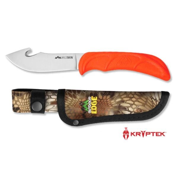 https3A2F2Fmedia.chattanoogashooting.com2Fimages2Fproduct2FOEWS10C2FOEWS10C-1.jpg Outdoor Edge Wildskin Fixed Knife 4" Guthook Blade Orange
