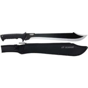 https3A2F2Fmedia.chattanoogashooting.com2Fimages2Fproduct2FPF11825282FPF1182528.jpg Schrade Decimate Sawback Machete 14" Blade Black