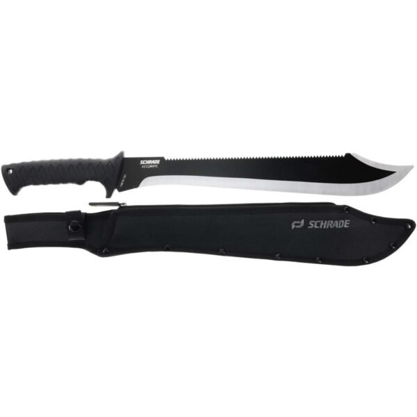 https3A2F2Fmedia.chattanoogashooting.com2Fimages2Fproduct2FPF11825282FPF1182528.jpg Schrade Decimate Sawback Machete 14" Blade Black