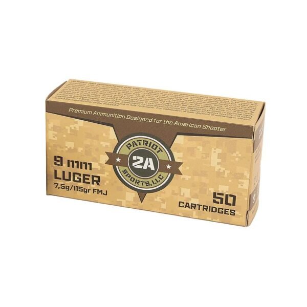 https3A2F2Fmedia.chattanoogashooting.com2Fimages2Fproduct2FPJP9MM115FC2FPJP9MM115F1.jpg Patriot Sports Brass Case Handgun Ammunition 9mm Luger 115gr FMJ 1230 fps 1000/ct (20-50/ct)