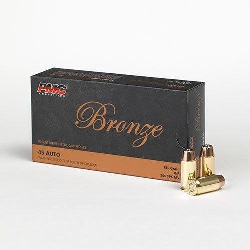 https3A2F2Fmedia.chattanoogashooting.com2Fimages2Fproduct2FPM45B2FPM45B.jpg PMC Bronze Handgun Ammunition .45 ACP 185 gr JHP 900 fps 50/ct