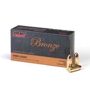 https3A2F2Fmedia.chattanoogashooting.com2Fimages2Fproduct2FPM9G2FPM9G_1.jpg PMC Bronze Handgun Ammunition 9mm Luger 124 gr FMJ 1110 fps 50/ct