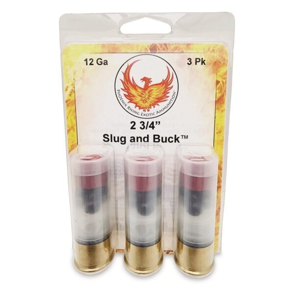 https3A2F2Fmedia.chattanoogashooting.com2Fimages2Fproduct2FPPPRSLUGANDBUCK2FPPPRSLUGANDBUCK1.jpg Phoenix Rising Slug & Buck Shotshell 12ga 2-3/4" FSJ 7/8oz Slug & 6-00 Buckshot 1225 fps 3/ct