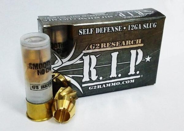 https3A2F2Fmedia.chattanoogashooting.com2Fimages2Fproduct2FQDG006272FQDG00627.jpg G2 Research R.I.P. Shotshells 12 Ga 2-3/4" 1430 fps Fragmenting Slug 5/ct