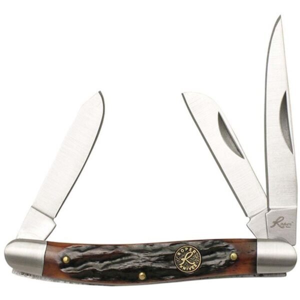 https3A2F2Fmedia.chattanoogashooting.com2Fimages2Fproduct2FRHRP0001CBB2FRHRP0001CBB-1.jpg Roper Knives Stockman Chaparral Series Pocket Knife 3 Blades 2-1/2" Brown Bone