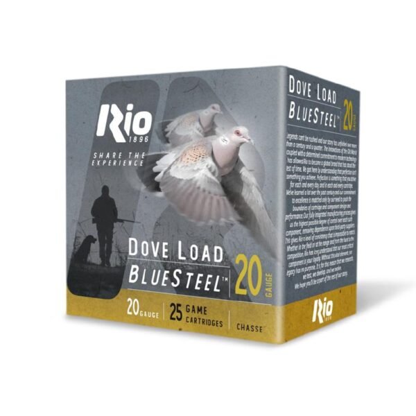 https3A2F2Fmedia.chattanoogashooting.com2Fimages2Fproduct2FRODLBSM2062FRODLBSM206-1.jpg Rio Bluesteel Dove Load Shotshells 20 ga 3" 1oz #6 1350 fps 25/ct