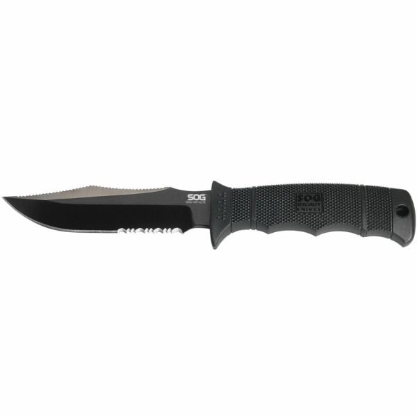 https3A2F2Fmedia.chattanoogashooting.com2Fimages2Fproduct2FSGSOGE37TK2FSGSOGE37TK.jpg SOG SEAL Pup Elite Knife 4.85" Partially Serrated Blade Black with Nylon Sheath