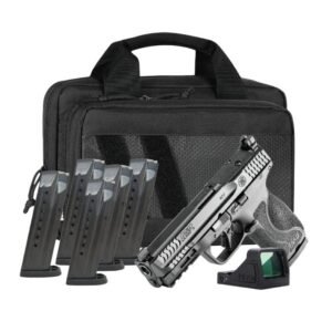 https3A2F2Fmedia.chattanoogashooting.com2Fimages2Fproduct2FSW147202FSW147201.jpg S&W M&P 9 Full Size M2.0 Optic Ready Handgun Bundle 9mm Luger 17rd Magazine(6) 4.22" Barrel No Thumb Safety Black RFX11 Green Dot Savior Bag