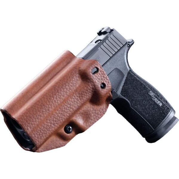 https3A2F2Fmedia.chattanoogashooting.com2Fimages2Fproduct2FXJH3SIG6BR12FXJH3SIG6BR1-1.jpg Mission First Tactical Leather Hybrid IWB/OWB Holster for Sig Sauer P365-XMacro Brown Ambi