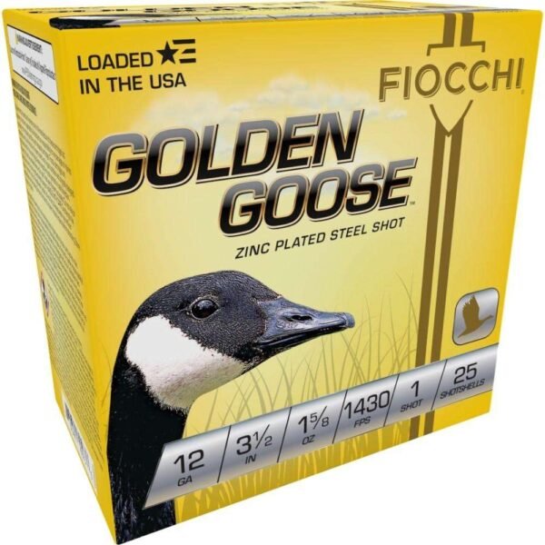 https3A2F2Fmedia.chattanoogashooting.com2Fimages2Fproduct2FXN1235GG12F1235GG1-3D.jpg Fiocchi Golden Goose Shotshells 12ga 3 1/2" 1-5/8oz 1430fps #1 25/ct