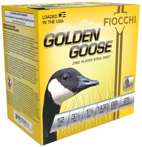 https3A2F2Fmedia.chattanoogashooting.com2Fimages2Fproduct2FXN1235GGBB2FXN1235GGBB.jpg Fiocchi Golden Goose Shotshells 12ga 3 1/2" 1-5/8oz 1430fps #BB 25/ct