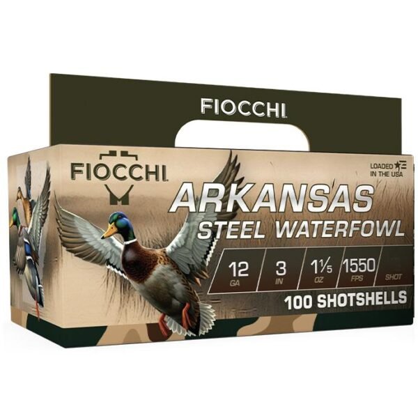 https3A2F2Fmedia.chattanoogashooting.com2Fimages2Fproduct2FXN123ADS32FXN123AD25.jpg Fiocchi Arkansas Steel Waterfowl Shotshells 12ga 3" 1-1/5oz 1550 fps #3 100/ct