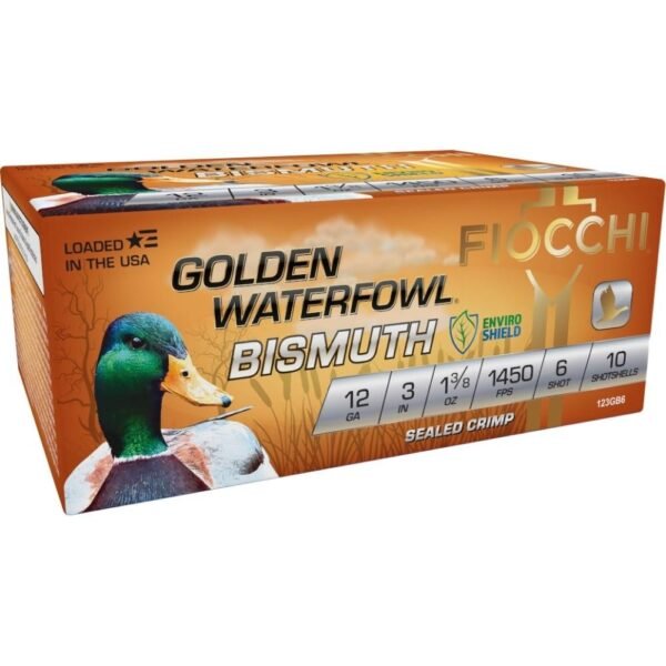 https3A2F2Fmedia.chattanoogashooting.com2Fimages2Fproduct2FXN123GB62FXN123GB6-1.jpg Fiocchi Golden Waterfowl Bismuth 12ga 3" 1-3/8oz 1450 fps #6 10/ct