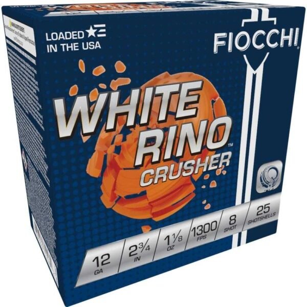 https3A2F2Fmedia.chattanoogashooting.com2Fimages2Fproduct2FXN12WRCRS82FXN12WRCRS8-1.jpg Fiocchi White Rino Crusher Shotshells 12 ga 2-3/4" 1-1/8oz 1300 fps #8 25/ct