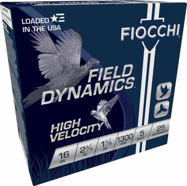 https3A2F2Fmedia.chattanoogashooting.com2Fimages2Fproduct2FXN16HV52F16HV5-3D.jpg Fiocchi High Velocity Shotshells 16ga 2-3/4" 1-1/8oz 1300fps #5 25/ct
