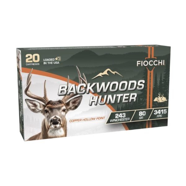 https3A2F2Fmedia.chattanoogashooting.com2Fimages2Fproduct2FXN243BHC2FXN243BHC1.jpg Fiocchi Backwoods Hunter Rifle Ammunition 243 Win 80gr CHP 3415 fps 20/ct
