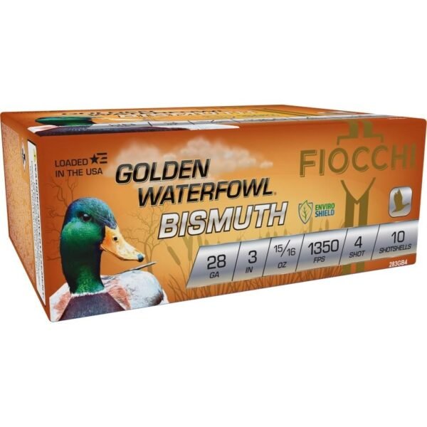 https3A2F2Fmedia.chattanoogashooting.com2Fimages2Fproduct2FXN283GB42FXN283GB4-1.jpg Fiocchi Golden Waterfowl Bismuth 28ga 3" 15/16oz 1350 fps #4 10/ct