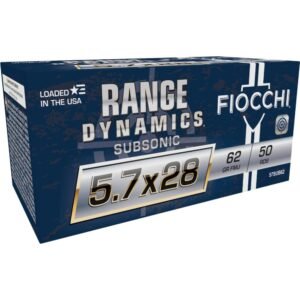 https3A2F2Fmedia.chattanoogashooting.com2Fimages2Fproduct2FXN57SUB622FXN57SUB62-1.jpg Fiocchi Range Dynamics Subsonic Handgun Ammunition 5.7x28 FN 62gr FMJ 1050 fps 50/ct
