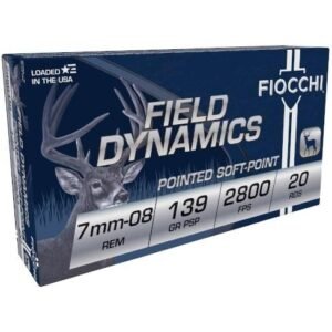 https3A2F2Fmedia.chattanoogashooting.com2Fimages2Fproduct2FXN7MM08B2FXN7MM08B-1.jpg Fiocchi Field Dynamics Rifle Ammunition 7mm-08 Rem 139 gr PSP 2800 fps 20/ct