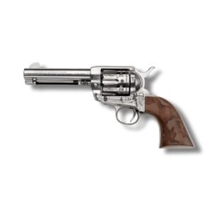 https3A2F2Fmedia.chattanoogashooting.com2Fimages2Fproduct2FZAPFI45CP434EW2FZAPFI45CP434EW1.jpg EMF Cowpoke Revolver .45 Colt 6rd Capacity 4.75" Barrel Nickel Finish Engraved Cowhide Walnut Grip