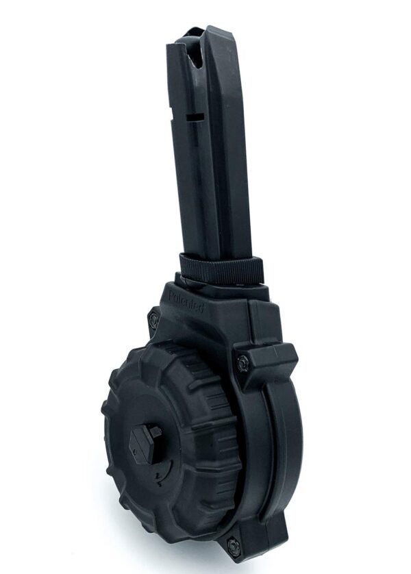 https3A2F2Fmedia.chattanoogashooting.com2Fimages2Fproduct2FZMDRMA562FZMDRMA56.jpg Promag Browning Hi-Power 9mm Handgun Magazine Black Polymer 50/rd Drum