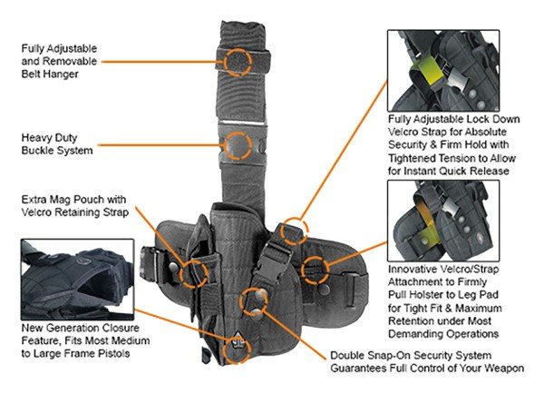 UTG HOLSTER SPECIAL OPS LEFT - HAND TACTICAL LEG HOLSTER BLK