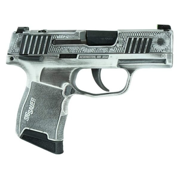 https3A2F2Fmedia.chattanoogashooting.com2Fimages2Fproduct2FXI640164SF2FXI640164SF-1.jpg Sig Sauer Exclusive P365-380 "Sun Flower" Handgun 380 Auto 10rd Magazine 3.1" Barrel Black Manual Safety