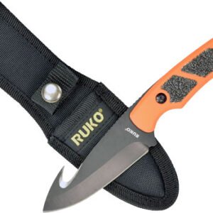 RUK0105BZCS_1.jpg RUKO FIXED BLADE SKINNER 3.25" - BLAZE ORANGE HANDLE CLAMSHELL