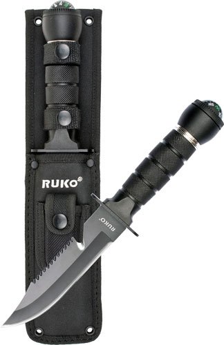 RUKO FIXED BLADE SURVIVAL 6" - ABS HANDLE WITH BALL COMPASS