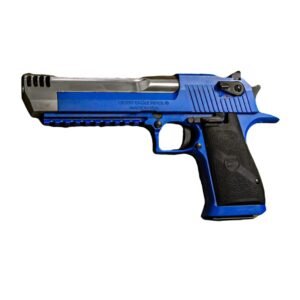 https3A2F2Fmedia.chattanoogashooting.com2Fimages2Fproduct2FDXDE50NB2FDXDE50NB.jpg Magnum Research NRA Blue Desert Eagle Mark XIX Handgun .50 AE 7rd 6" Barrel Hogue Grip Black Accents