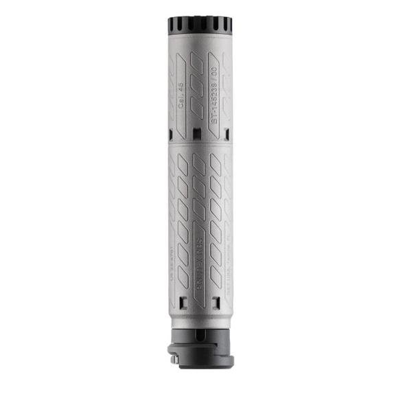 https3A2F2Fmedia.chattanoogashooting.com2Fimages2Fproduct2FKHSD1451442FKHSD1451441.jpg B&T SQD9 Print-X RBS Quick Attach Suppressor 9mm Luger Titanium 8.2" Length Gray Finish